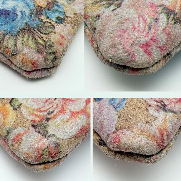 Garuglieri  Floral Leather with Tan Trim Clutch Pouch Made In Italy - Picture 11 of 13